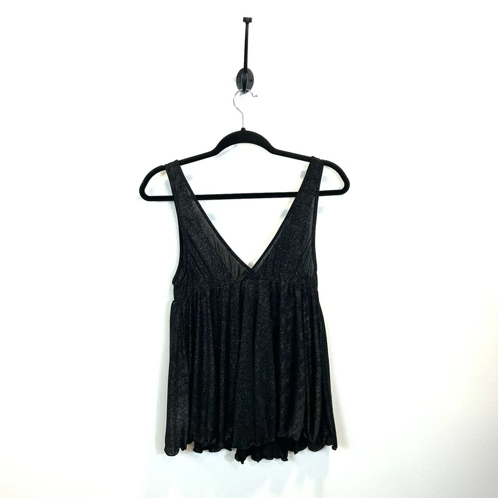 Victorias Secret Very‎ Sexy Medium Camisole Black Shimmer Sparkle Babydoll Top